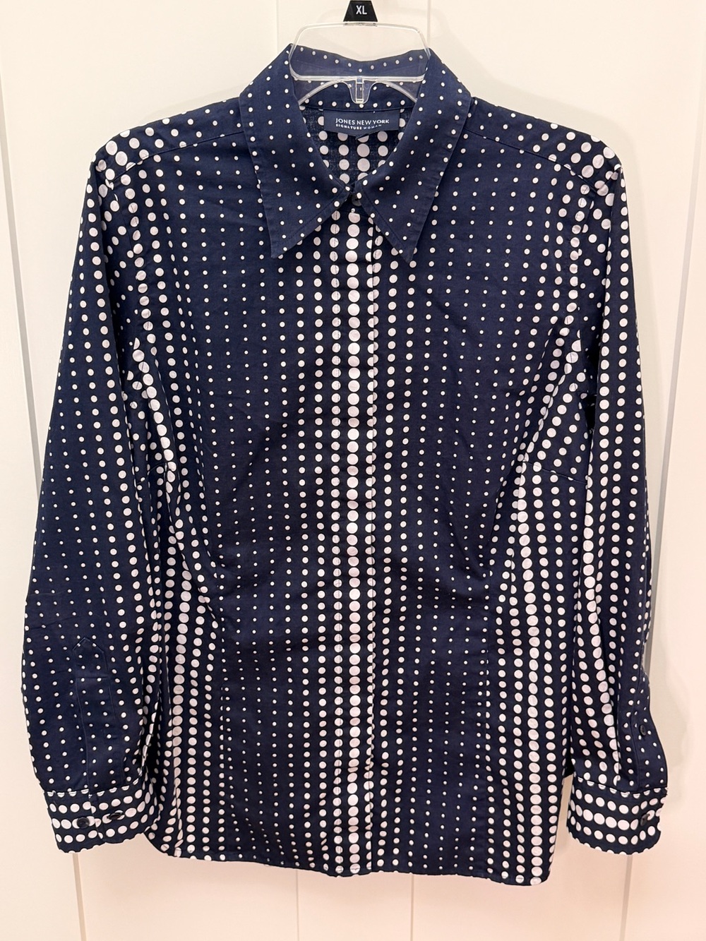 Jones New York Polka Dot Navy Cotton Top